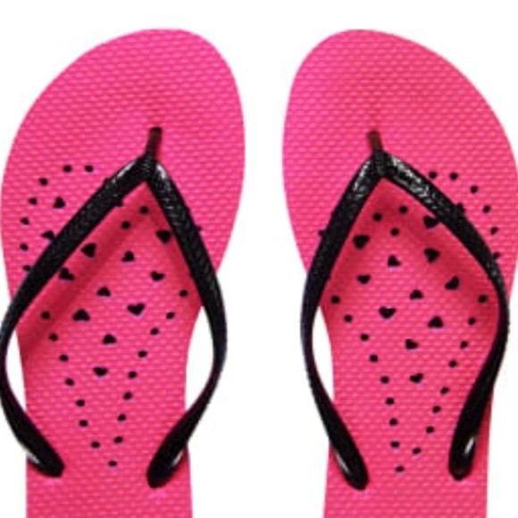 WOMEN'S 5/6 Hot Pink and Black BEACH/Summer Flip Flops 🩴 - Picture 3 of 10